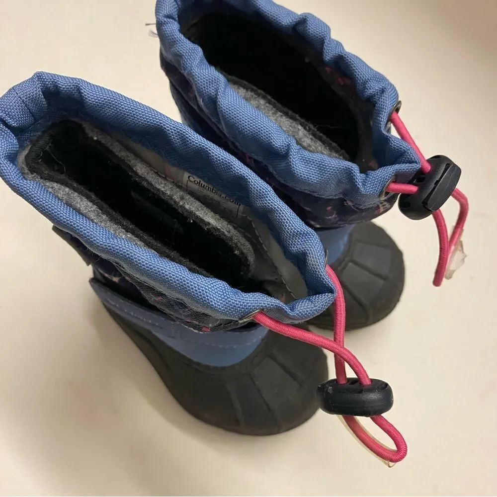 Columbia toddler Powderbug Plus II Print snow Boots girls kids youth 6 EUC